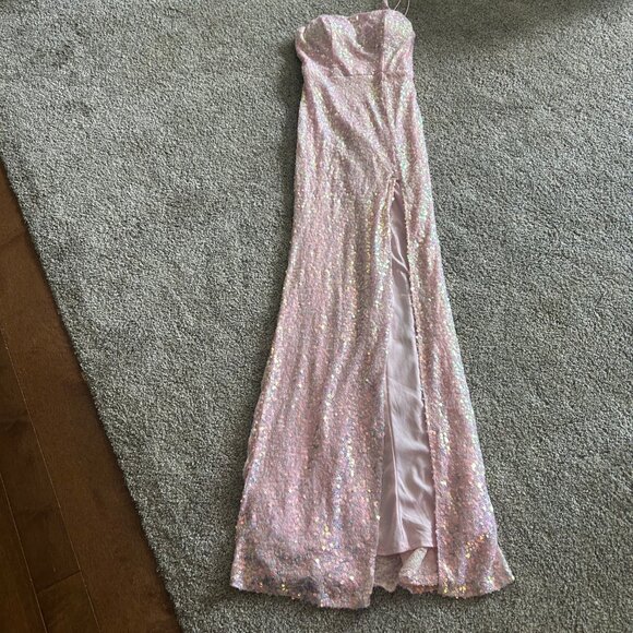 Pretty Pink Sequin Prom Dress - Picture 1 of 5